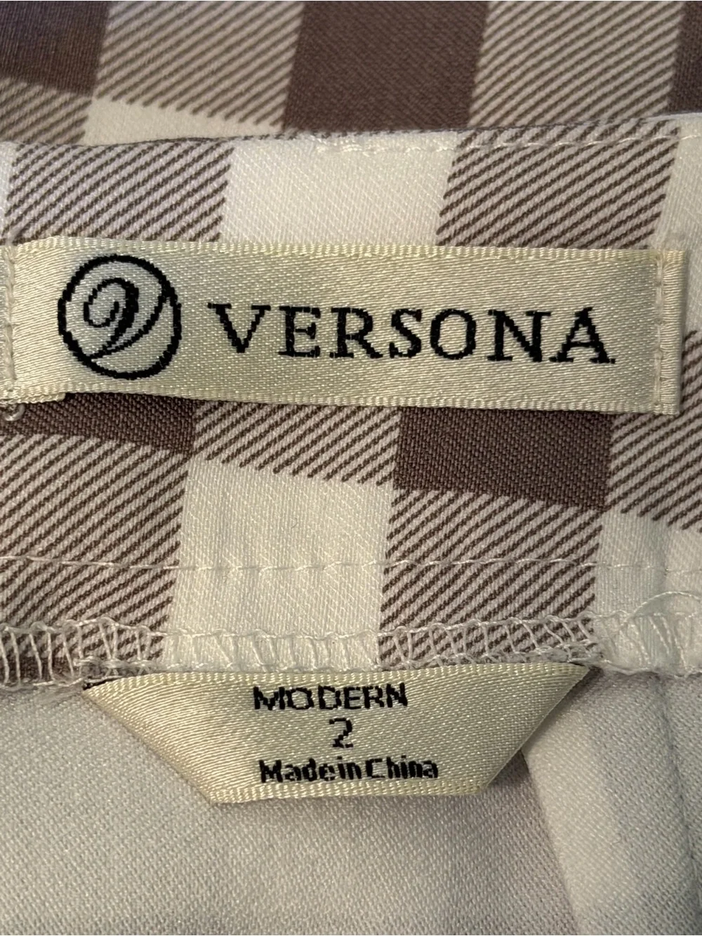 Versona Brown and White Gingham Button-Front Mini Skort Sz 2